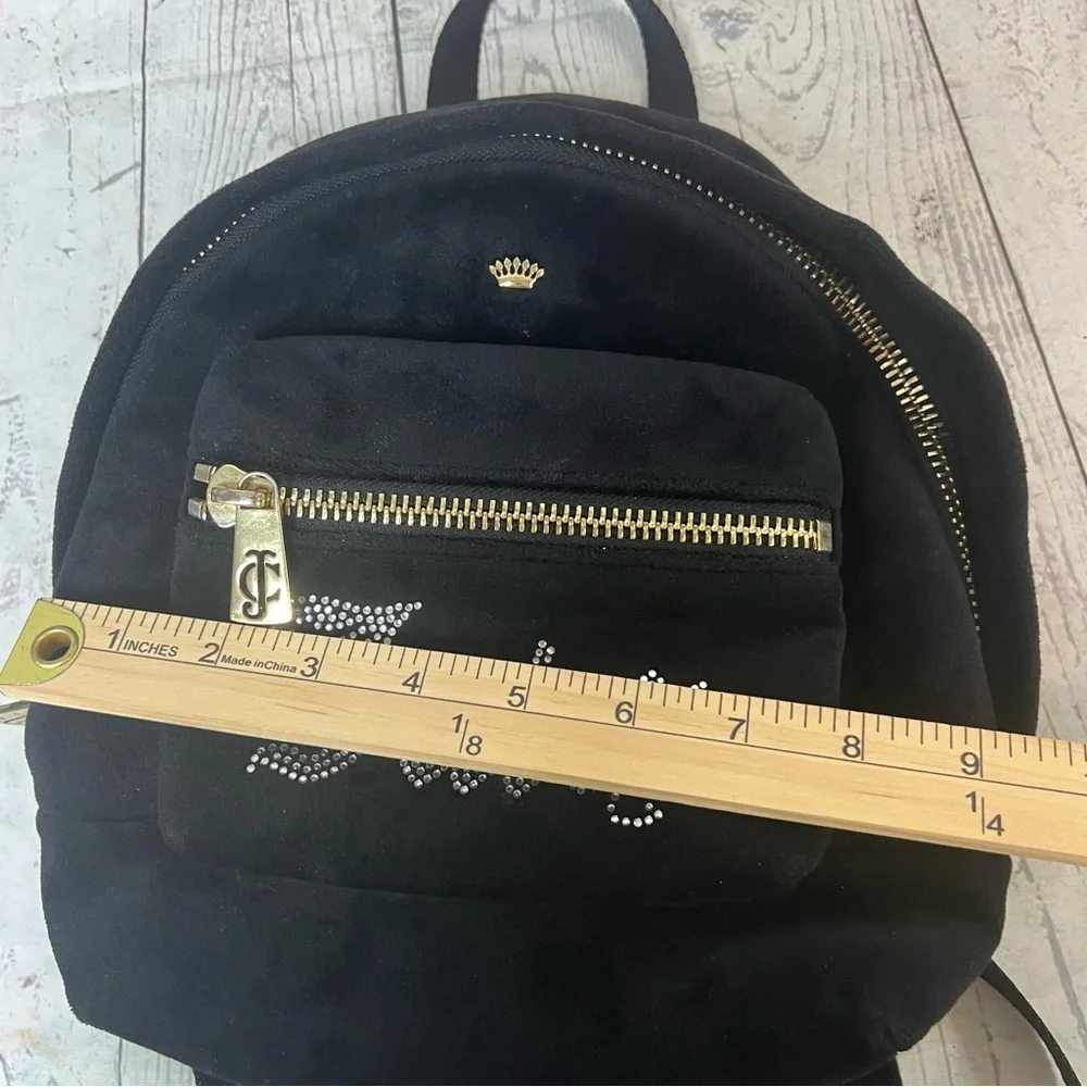 Juicy Couture Black Label Velvet Mini Backpack Bling Rhinestone Bag Velour Y2K